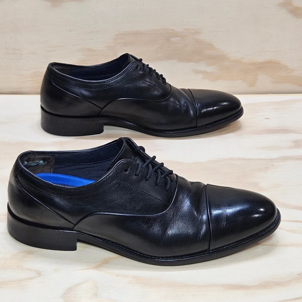 Johnston & Murphy Melton Black Leather Cap Toe Oxford Dress Shoes 8.5 M 59-2475